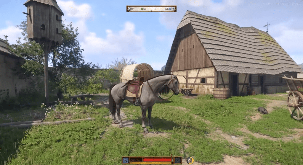 Kingdome Come Deliverance 2 Un cavallo grigio che indossa una sella