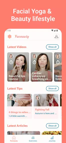 Face Yoga Exercise - Faceauty 스크린샷 1