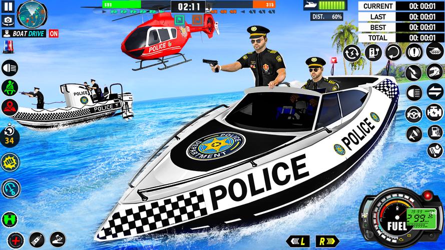 Police Boat Chase Crime Games Capture d'écran 4