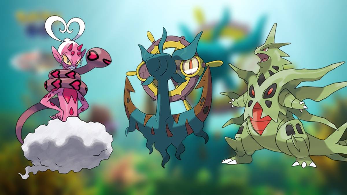 Enamorus, Dhelmise và Mega Tyranitar từ Pokemon Go, người xuất hiện trong những người bạn yêu quý như những ông chủ Raid