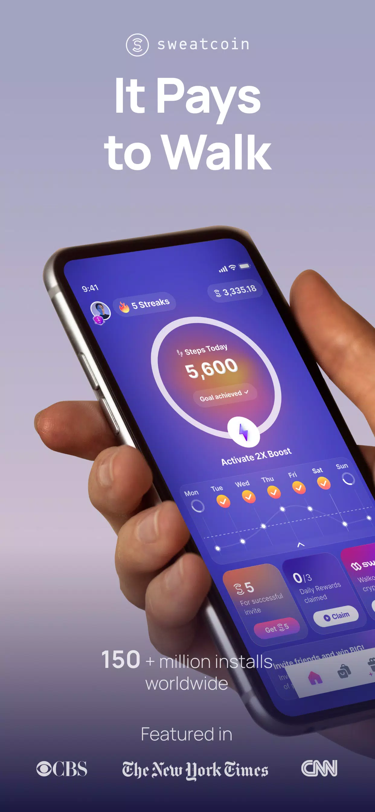 Sweatcoin 歩数トラッカー スクリーンショット 1