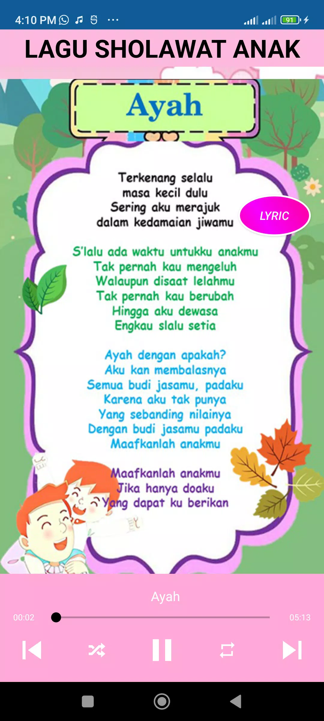 Lagu Anak Muslim Sholawat Nabi Screenshot 3