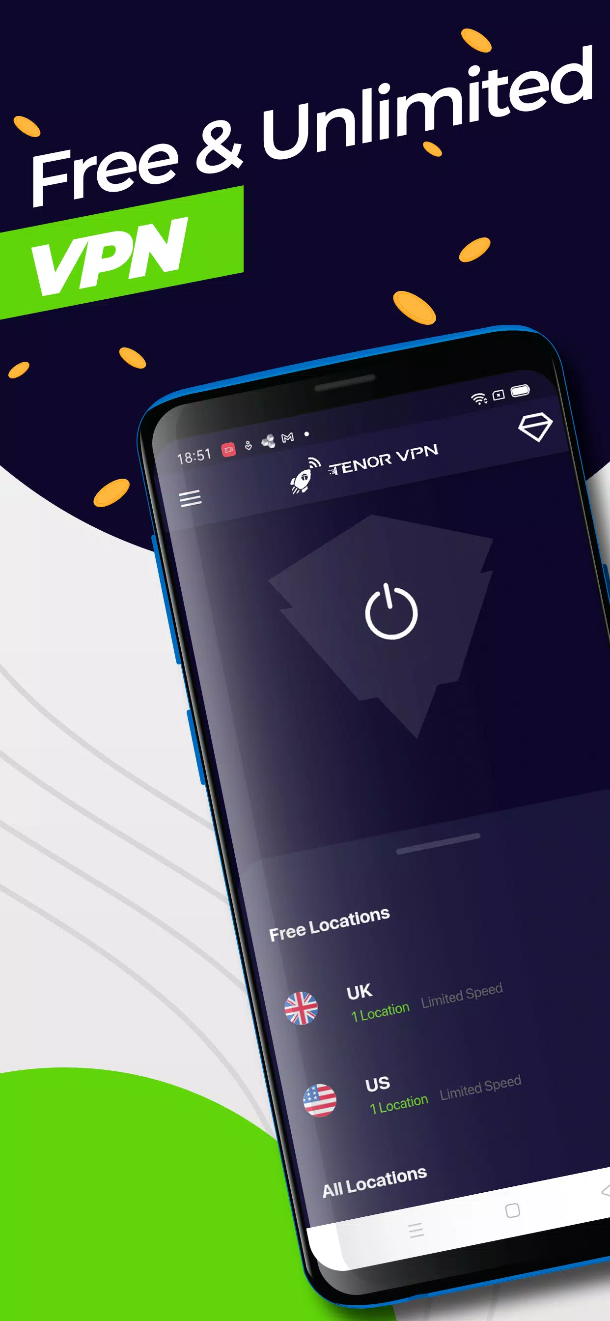 Tenor VPN - Free and Fast Turbo VPN Proxy Server Ảnh chụp màn hình 1