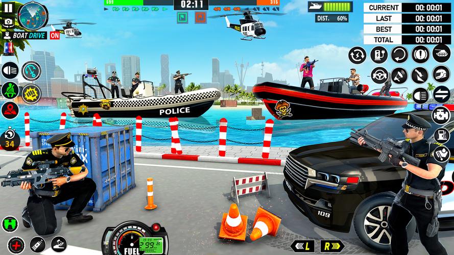 Police Boat Chase Crime Games Capture d'écran 2