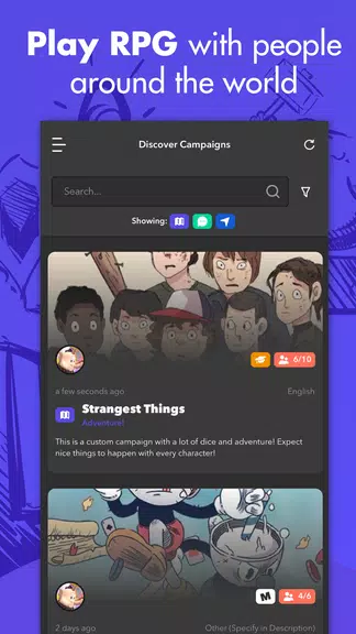 mRPG - Chat app to play RPGs スクリーンショット 1