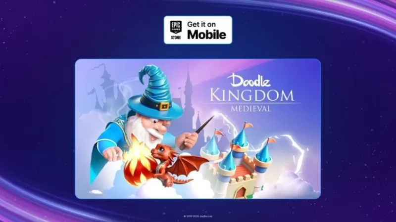 Imej Promosi Kerajaan Doodle Menunjukkan Wizard Melambaikan Tongkatnya di Naga