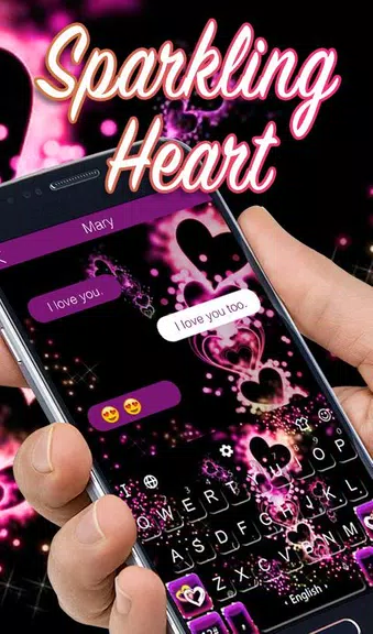 Sparkling Purple Heart Keyboard Theme Capture d'écran 2