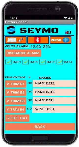 Schermata BATTERY CHECK 2