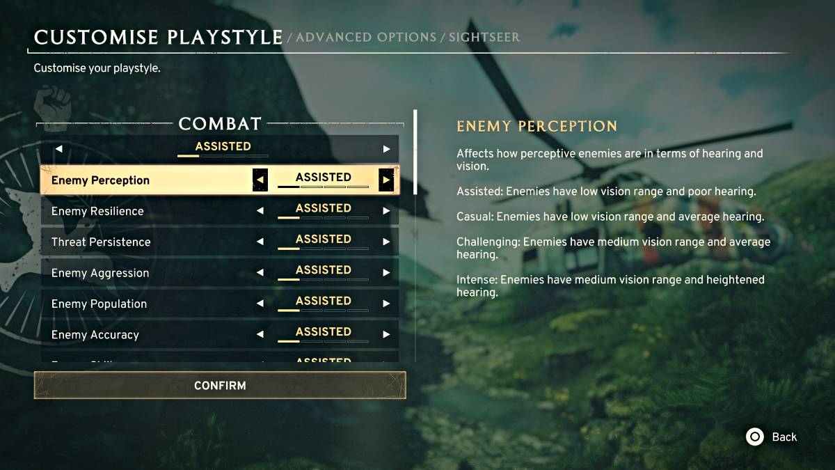 Menu de personnalisation de style play-style dans Atomfall