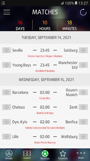 Live Scores for Champions League應用截圖第1張