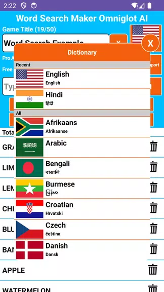 Word Search Maker Omniglot ဖန်သားပြင်ဓာတ်ပုံ 3