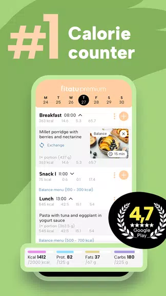 Fitatu Calorie Counter & Diet ဖန်သားပြင်ဓာတ်ပုံ 1