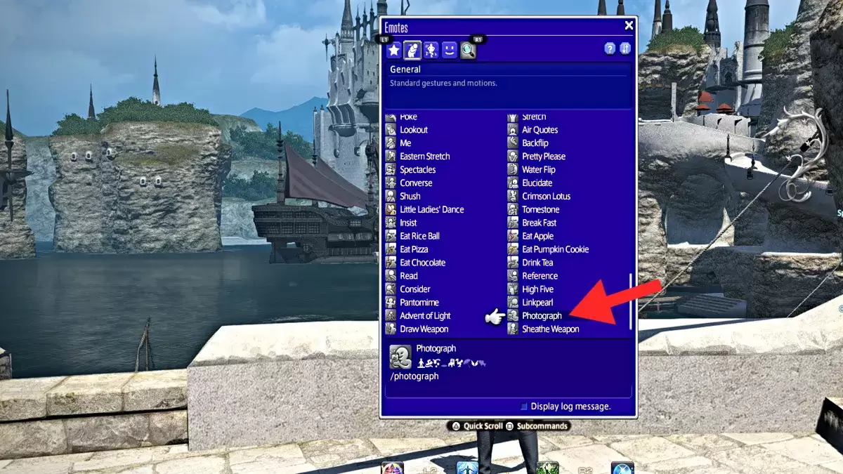 Final Fantasy XIV Photograph emote demonstration
