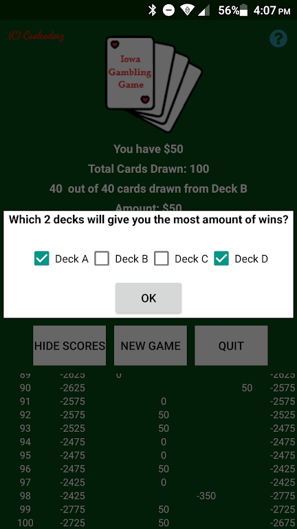 Iowa Gambling Game: Decision Making With Cards Ekran Görüntüsü 3
