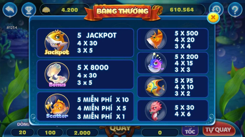 Schermata Thánh bắn cá ăn xu slots - bắn cá siêu thị 1