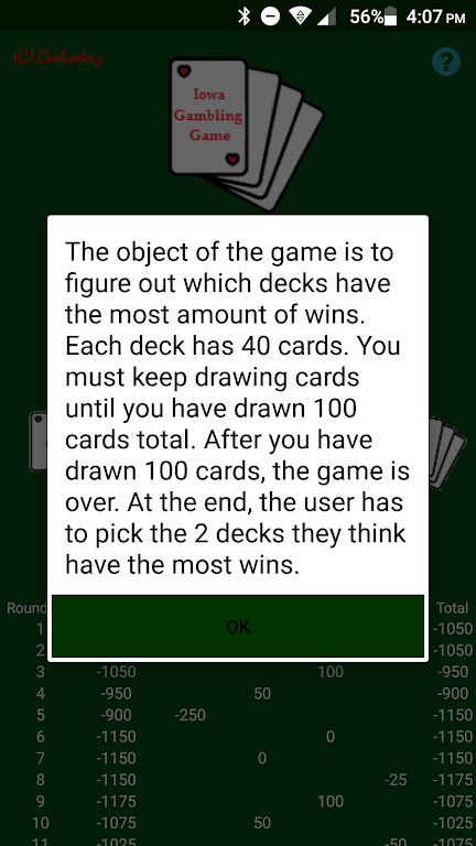 Iowa Gambling Game: Decision Making With Cards Ekran Görüntüsü 2