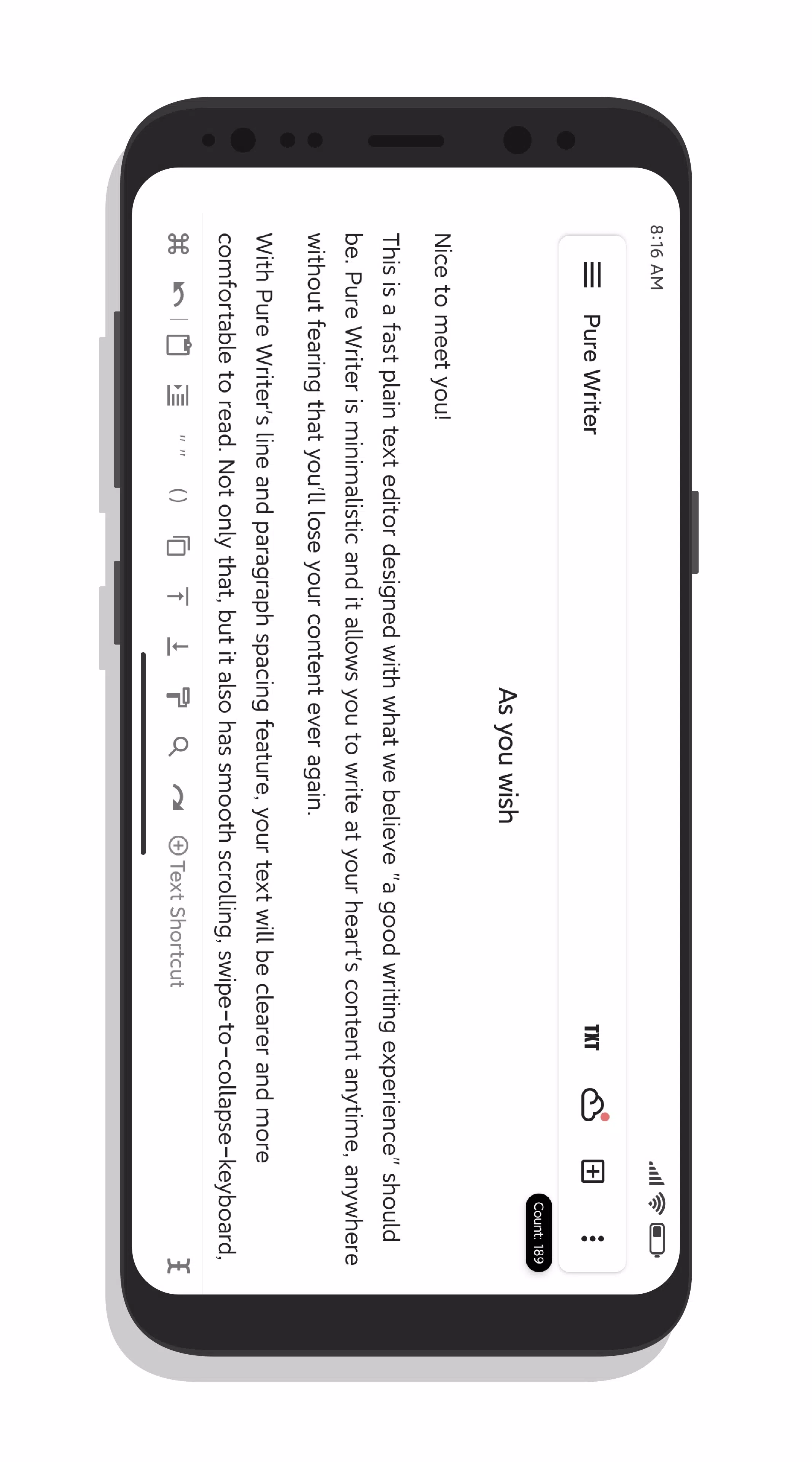 Pure Writer - escritura, nota Captura de pantalla 3
