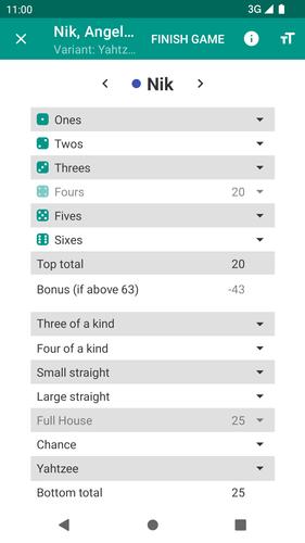 Yatzy Scoring Card Скриншот 2