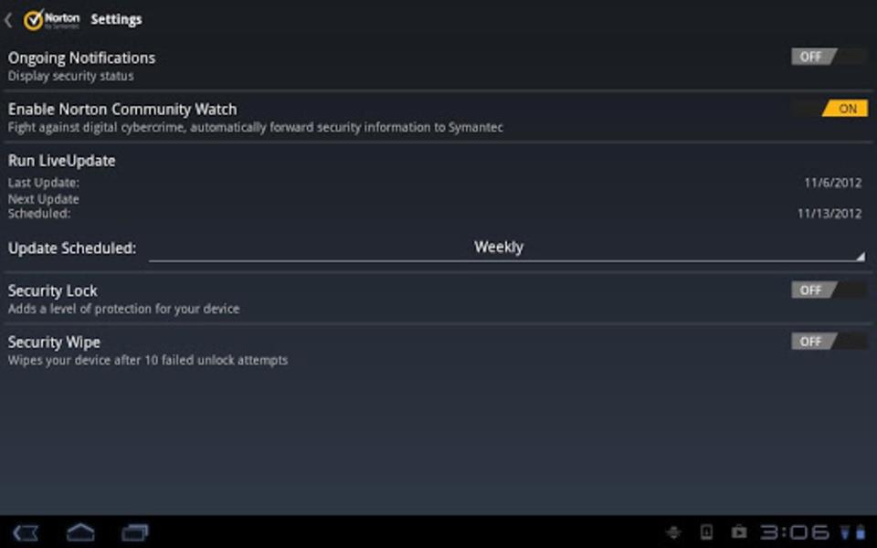 Norton Mobile Security ဖန်သားပြင်ဓာတ်ပုံ 2