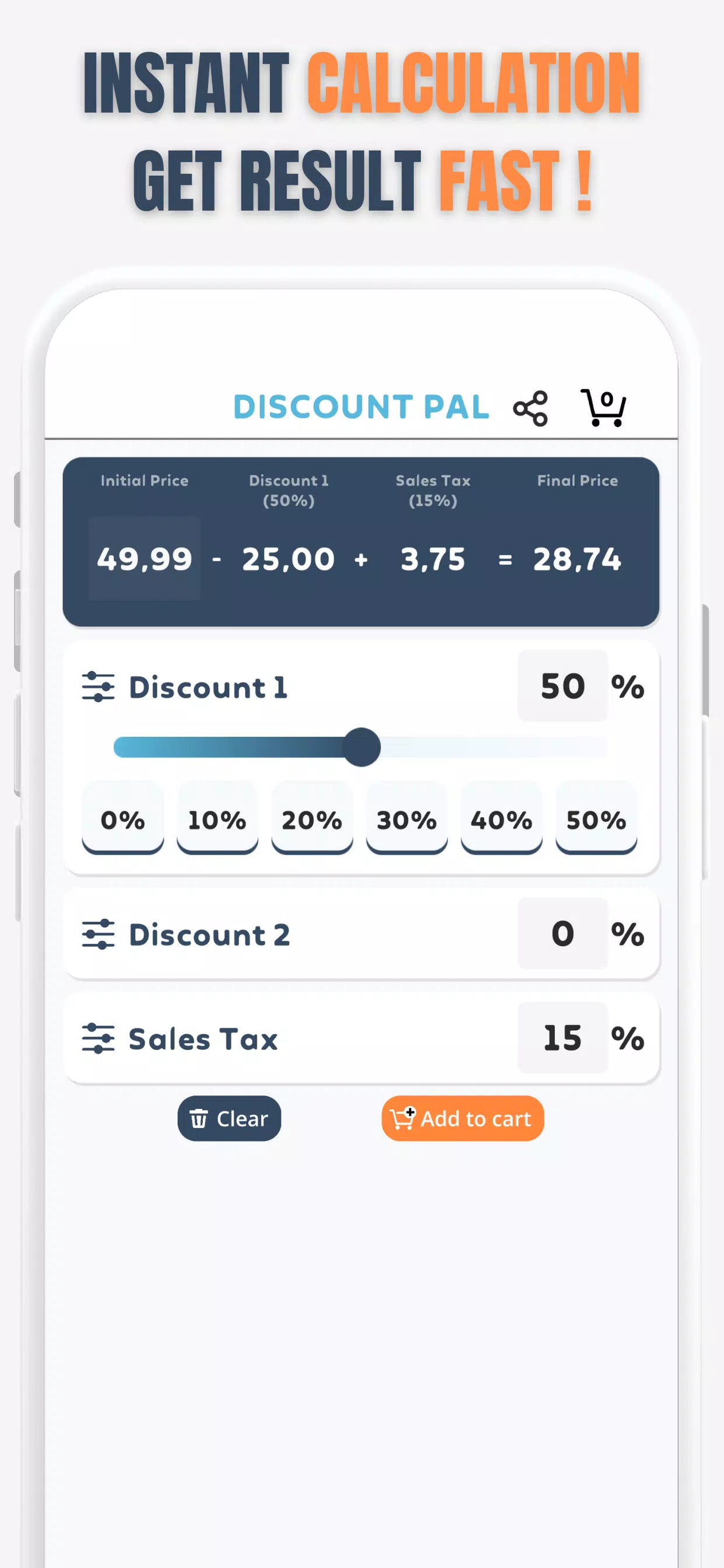Percent Off Shoping Calculator应用截图第1张