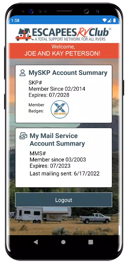 Escapees RV Club Mobile App Screenshot 1