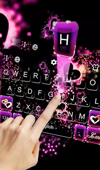 Sparkling Purple Heart Keyboard Theme Capture d'écran 1