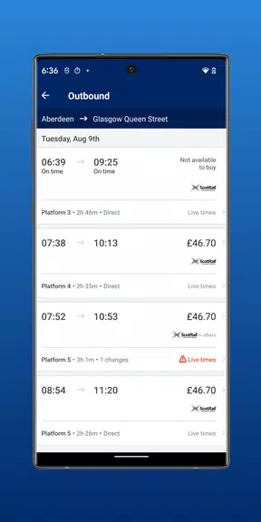 ScotRail Train Times & Tickets Ảnh chụp màn hình 2