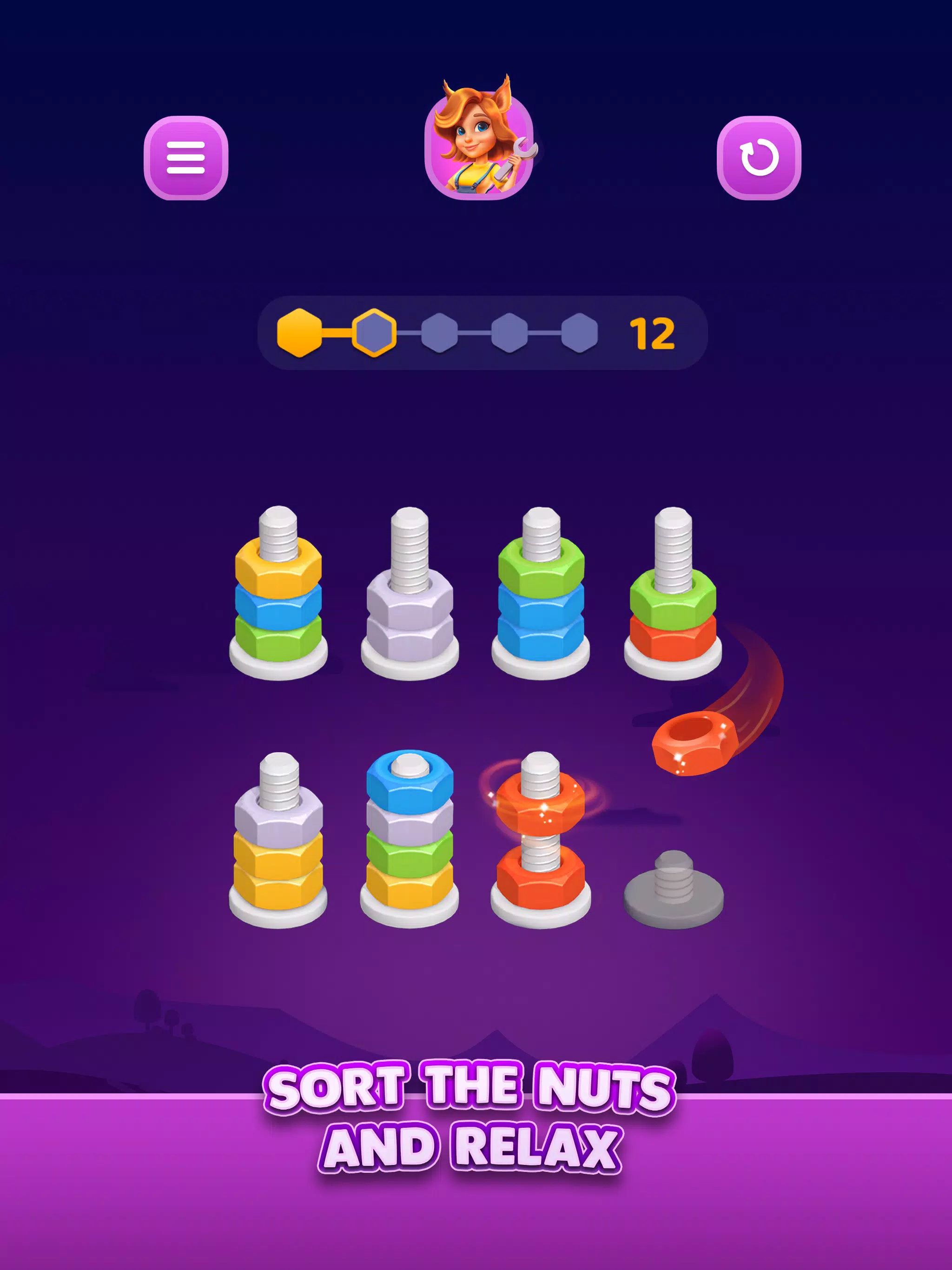 Nut Sort: Color Sorting Game スクリーンショット 2