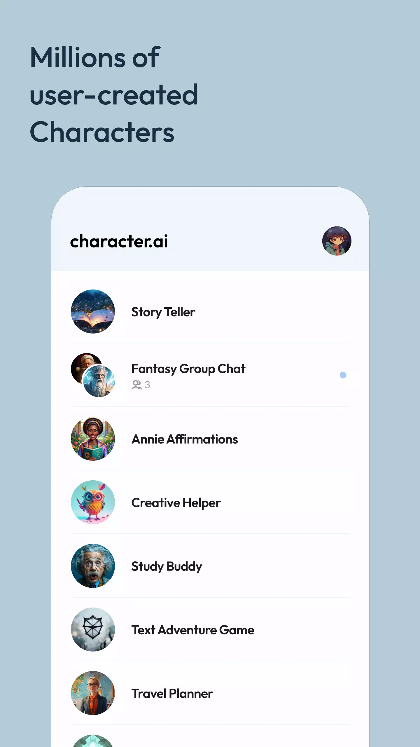 Schermata Character AI: Chat, Talk, Text 2