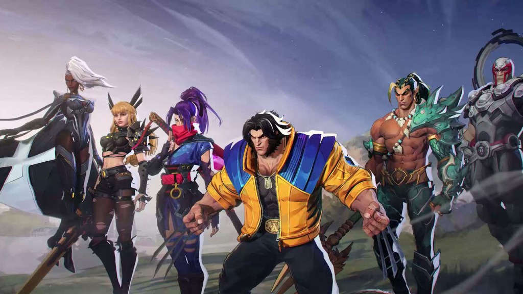 Marvel Rivals characters poised for battle, with Wolverine central
