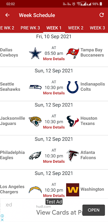 NFL 2024 Schedule Scores スクリーンショット 3
