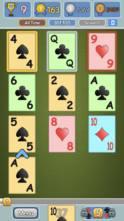 One Stack Solitaire: Free Card Game ဖန်သားပြင်ဓာတ်ပုံ 1