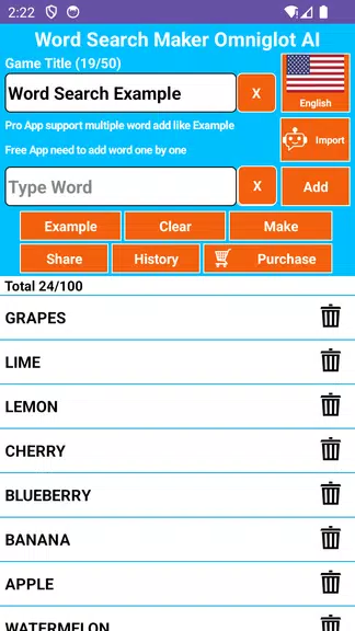 Word Search Maker Omniglot ဖန်သားပြင်ဓာတ်ပုံ 1