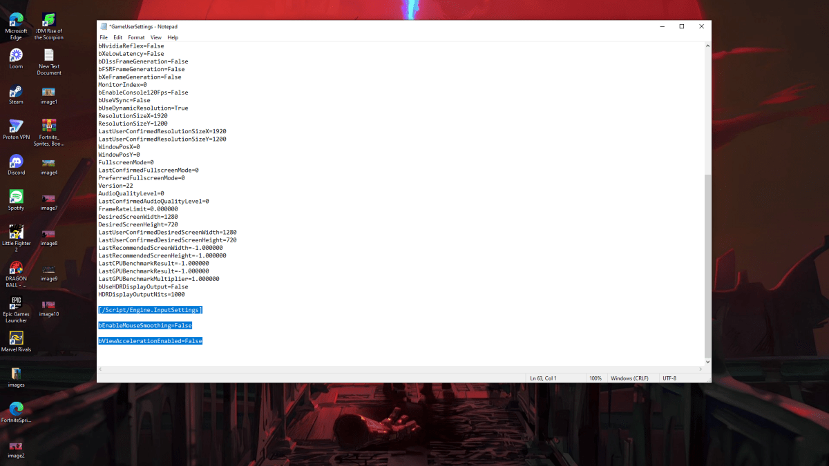 Una captura de pantalla de la configuración de Marvel Rivals que demuestra cómo apagar la aceleración del mouse