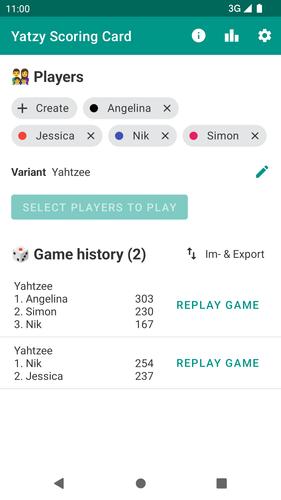 Yatzy Scoring Card Скриншот 1