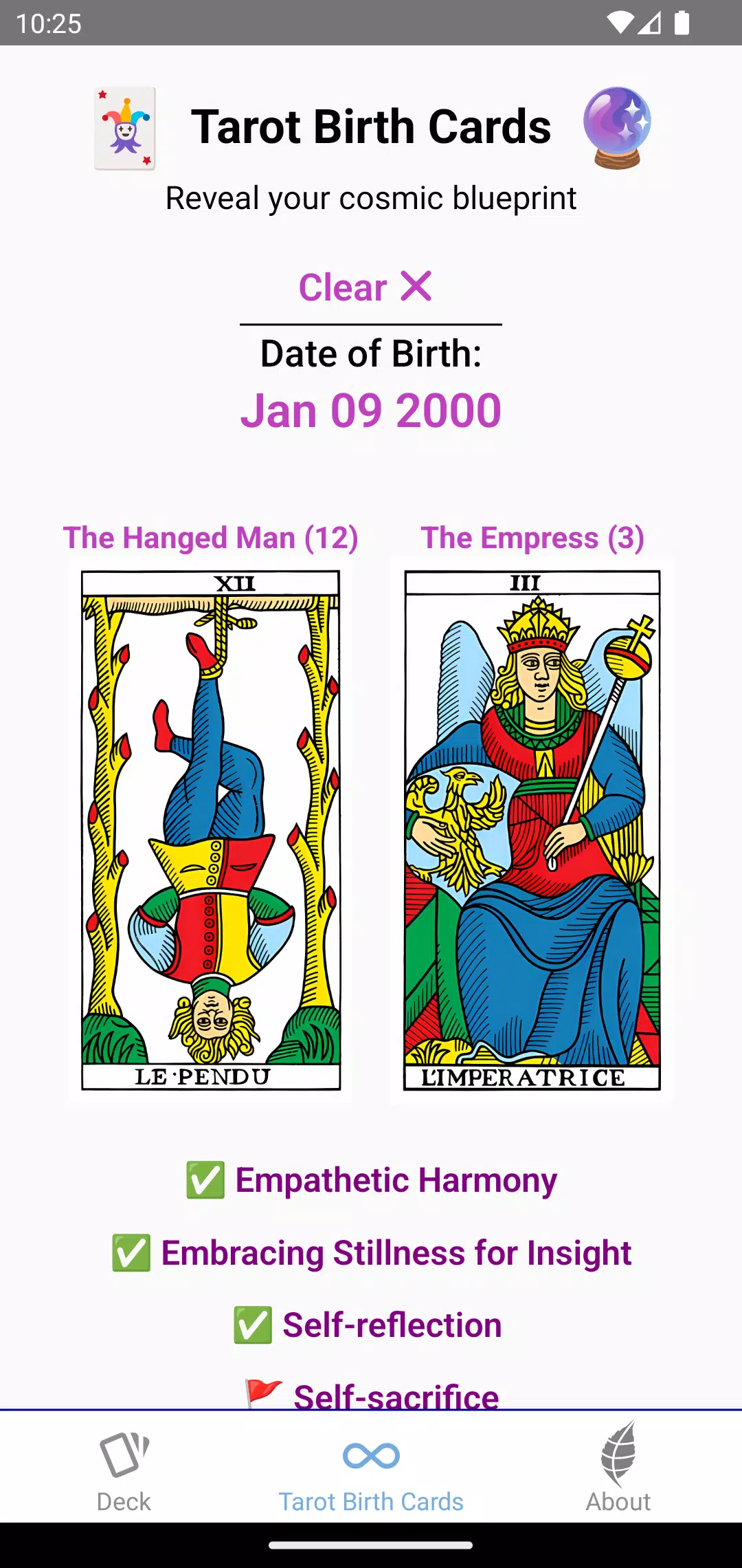 Tarot Birth Cards স্ক্রিনশট 3