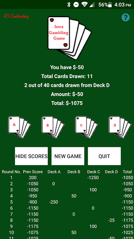Iowa Gambling Game: Decision Making With Cards Ekran Görüntüsü 1