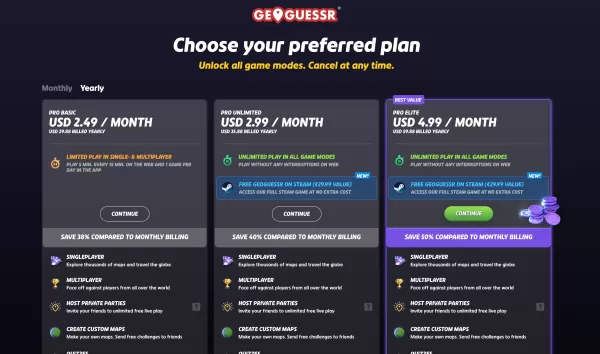 GeoGuessr's premium plans for browser game