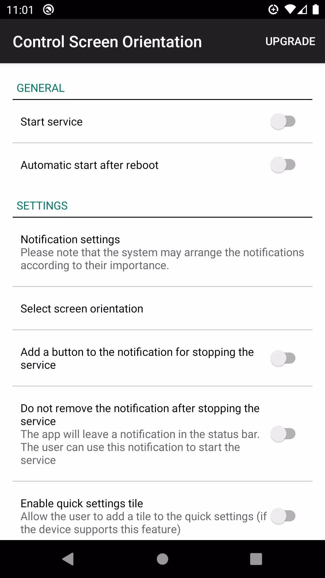control screen rotation Captura de tela 1