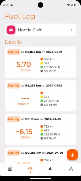 Schermata Fuel Log - Mileage And Service 2