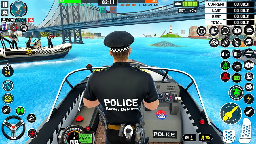 Police Boat Chase Crime Games Capture d'écran 1